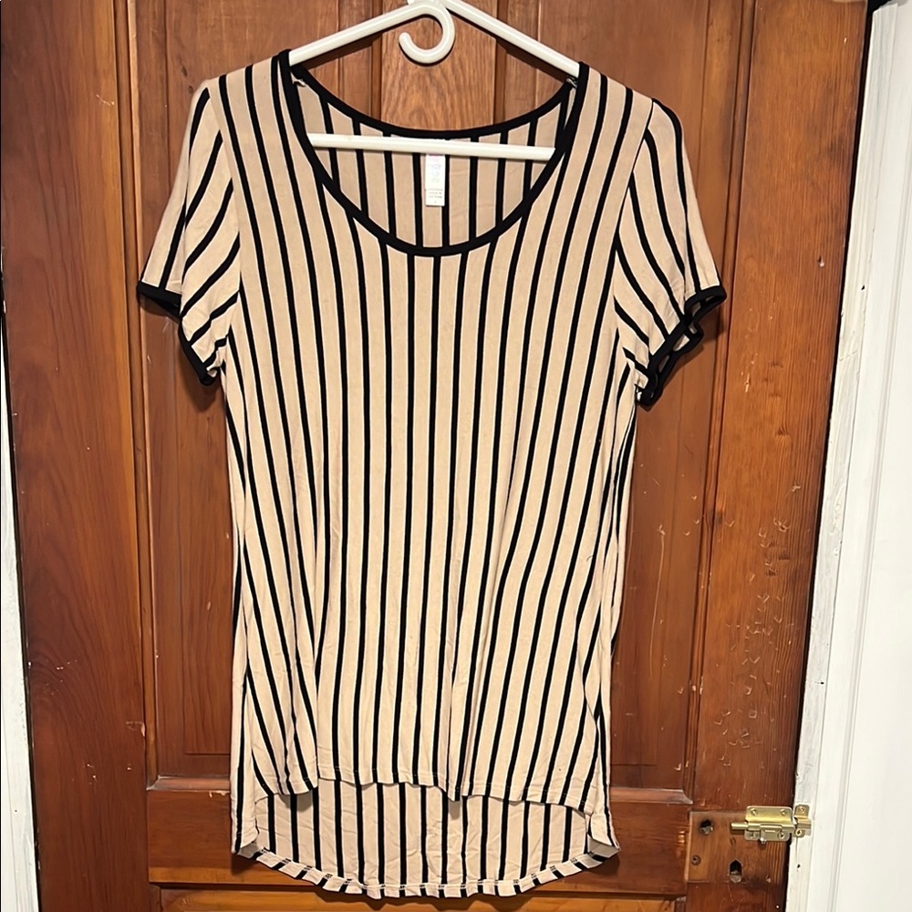Striped Black and Tan Women's Top